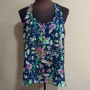 Pink rose floral sleeveless top size xl